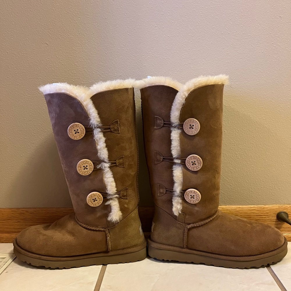 UGG® Bailey Suede Button Triplet II Water-Repellent Cold Weather Tall Boots - Picture 10 of 16